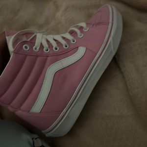 Pink , vans white laces size 9.5 women